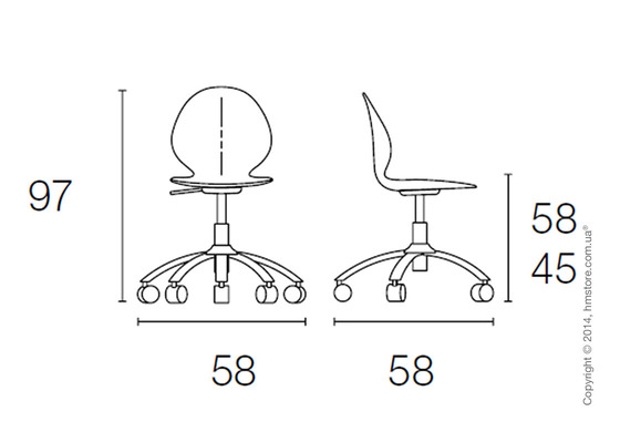 Кресло Calligaris Basil, Metal and plastic swivel chair, Plastic taupe
