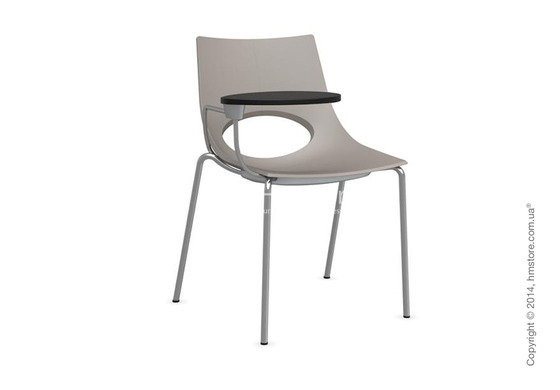 Стул Calligaris Congress, Chair with armrests and writing table, Metal satin steel and Plastic taupe