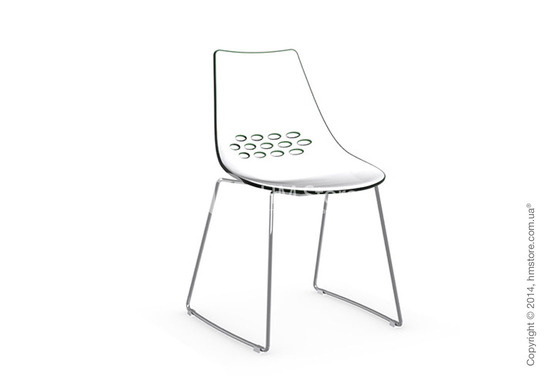 Стул Connubia Jam, Metal chair sled base, Plastic white and green transparent
