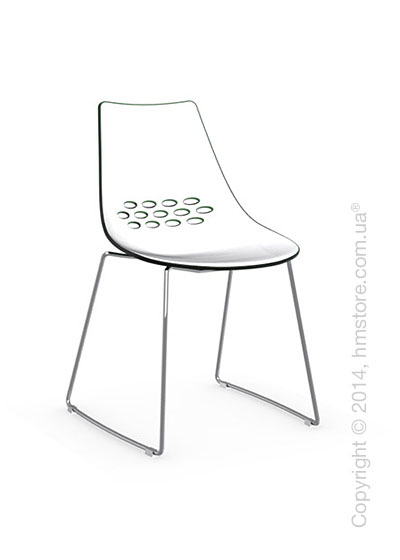 Стул Connubia Jam, Metal chair sled base, Plastic white and green transparent