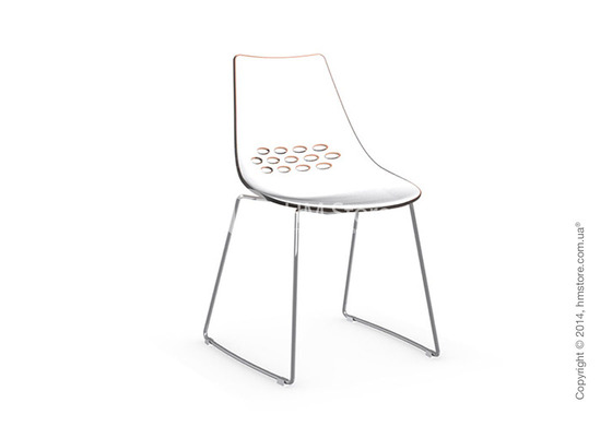 Стул Connubia Jam, Metal chair sled base, Plastic white and orange transparent
