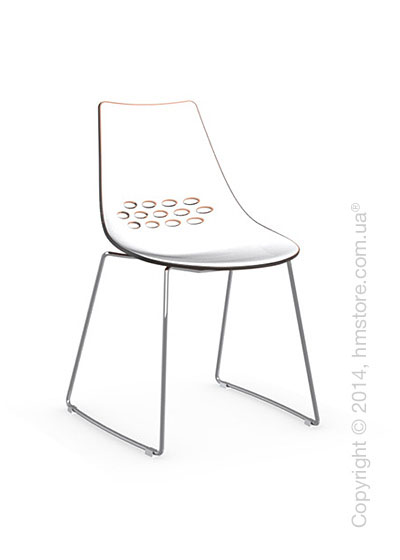 Стул Connubia Jam, Metal chair sled base, Plastic white and orange transparent