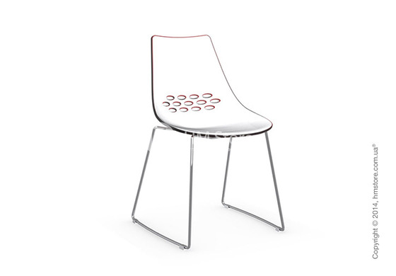 Стул Connubia Jam, Metal chair sled base, Plastic white and red transparent