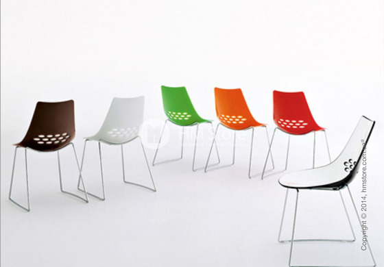 Стул Connubia Jam, Metal chair sled base, Plastic white and red transparent