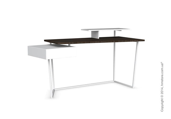 Стол Calligaris Layers, Metal matt optic white, Veneer smoke and Lacquered matt optic white