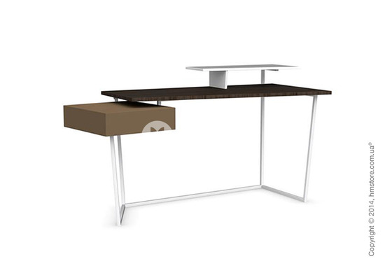 Стол Calligaris Layers, Metal matt optic white, Veneer smoke and Lacquered matt nougat