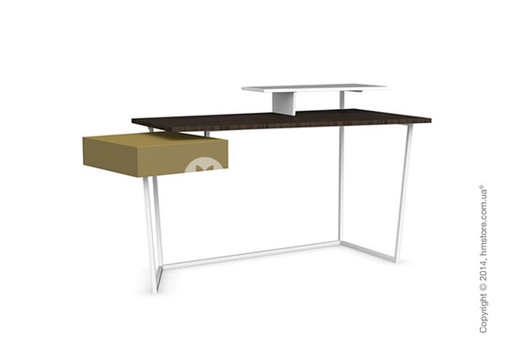 Стол Calligaris Layers, Metal matt optic white, Veneer smoke and Lacquered mustard yellow matt