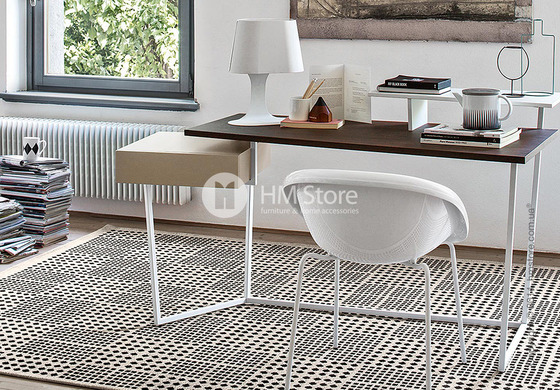 Стол Calligaris Layers, Metal matt optic white, Veneer natural and Lacquered matt optic white