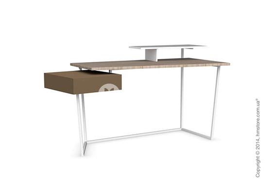 Стол Calligaris Layers, Metal matt optic white, Veneer natural and Lacquered matt nougat