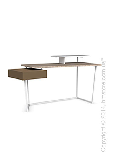 Стол Calligaris Layers, Metal matt optic white, Veneer natural and Lacquered matt nougat