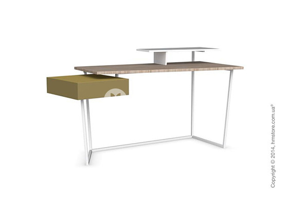 Стол Calligaris Layers, Metal matt optic white, Veneer natural and Lacquered mustard yellow matt Стол Calligaris Layers, Metal matt optic white, Veneer natural and Lacquered mustard yellow matt