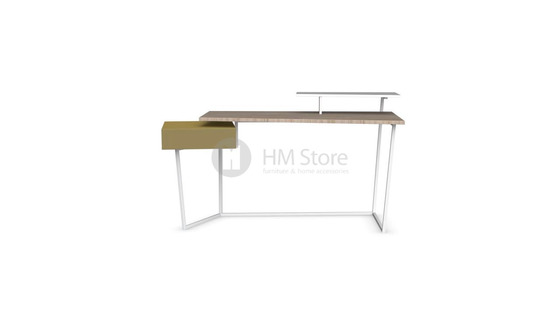 Стол Calligaris Layers, Metal matt optic white, Veneer natural and Lacquered mustard yellow matt Стол Calligaris Layers, Metal matt optic white, Veneer natural and Lacquered mustard yellow matt
