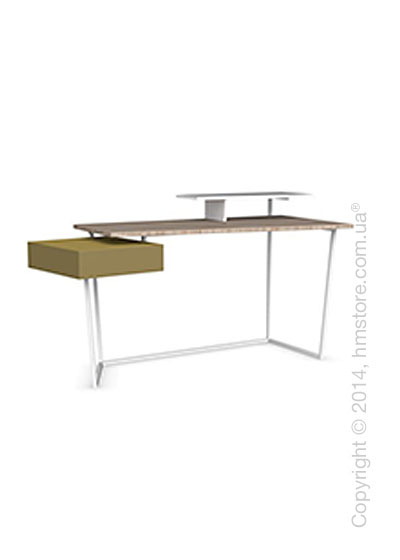 Стол Calligaris Layers, Metal matt optic white, Veneer natural and Lacquered mustard yellow matt