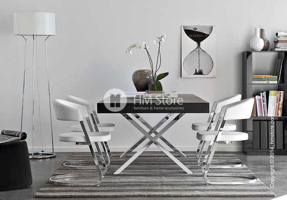 Стол Calligaris Axel, Veneer walnut and Metal black nickel