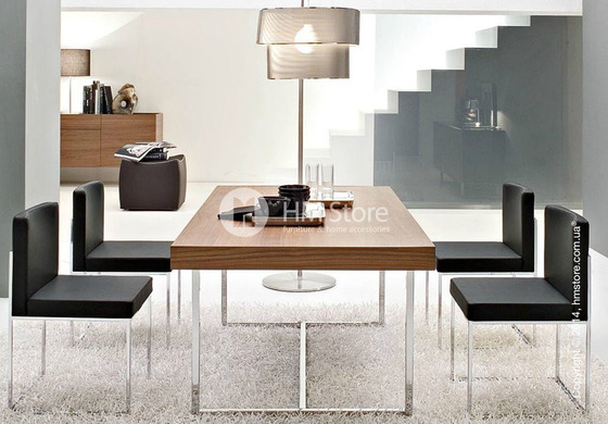 Стол Calligaris Parentesi, Veneer walnut and Metal chromed Стол Calligaris Parentesi, Veneer walnut and Metal chromed
