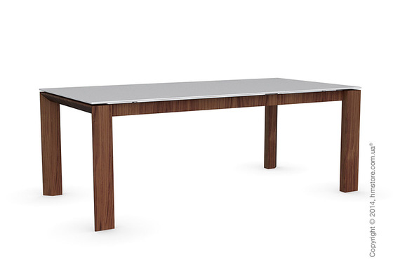 Стол Calligaris Omnia Wood, Frosted tempered glass extrawhite and Veneer walnut