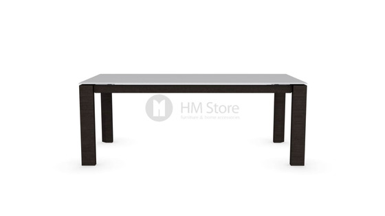 Стол Calligaris Omnia Wood, Frosted tempered glass extrawhite and Veneer wenge