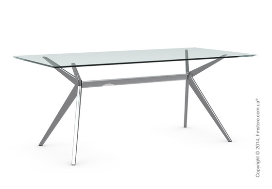 Стол Calligaris Seven L, Tempered glass transparent and Metal chromed