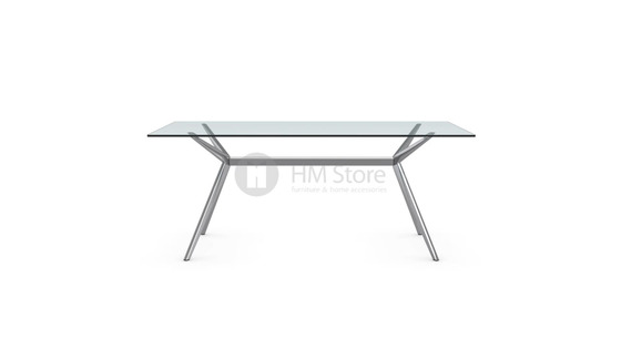 Стол Calligaris Seven L, Tempered glass transparent and Metal chromed