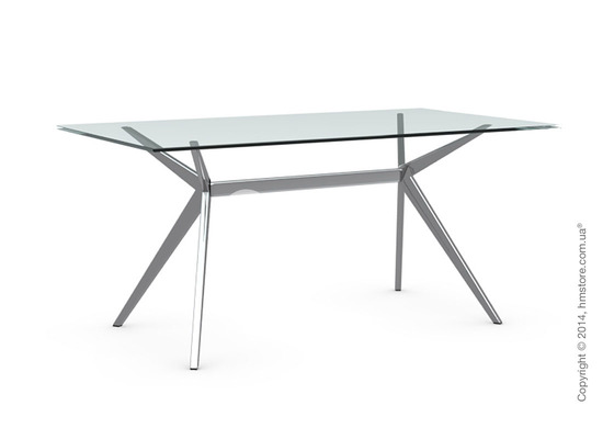 Стол Calligaris Seven M, Tempered glass transparent and Metal chromed