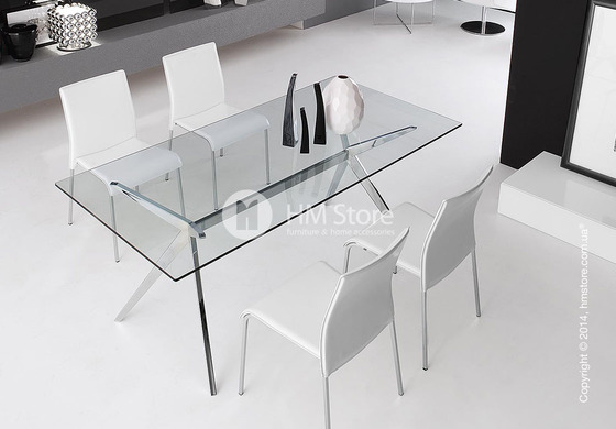 Стол Calligaris Seven M, Tempered glass transparent and Metal chromed