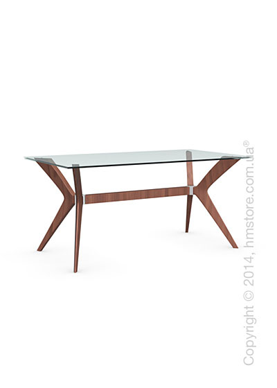 Стол Calligaris Tokyo S, Tempered glass transparent and Solid wood walnut