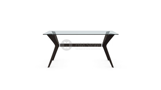 Стол Calligaris Tokyo S, Tempered glass transparent and Solid wood wenge