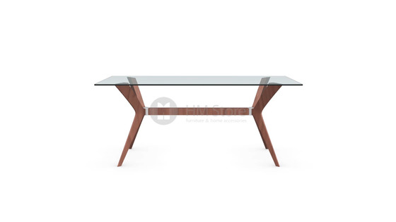 Стол Calligaris Tokyo M, Tempered glass transparent and Solid wood walnut