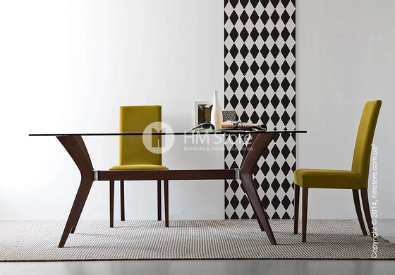 Стол Calligaris Tokyo M, Tempered glass transparent and Solid wood wenge