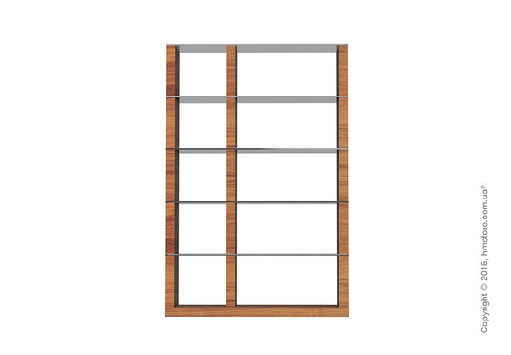 Книжный шкаф Calligaris Lib, Double-sided tall bookcase, Veneer walnut and Glass smoked grey