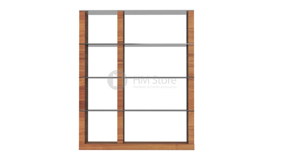 Книжный шкаф Calligaris Lib, Double-sided tall bookcase, Veneer walnut and Glass smoked grey