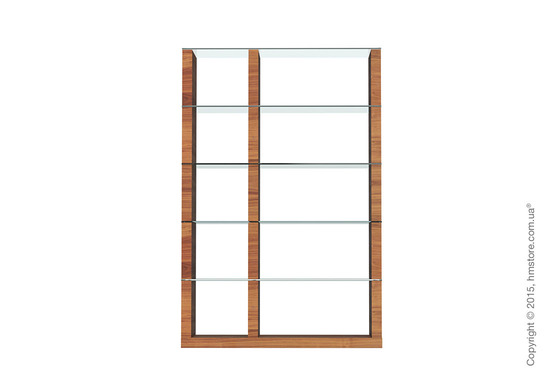 Книжный шкаф Calligaris Lib, Double-sided tall bookcase, Veneer walnut and Glass transparent Книжный шкаф Calligaris Lib, Double-sided tall bookcase, Veneer walnut and Glass transparent