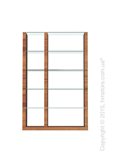 Книжный шкаф Calligaris Lib, Double-sided tall bookcase, Veneer walnut and Glass transparent
