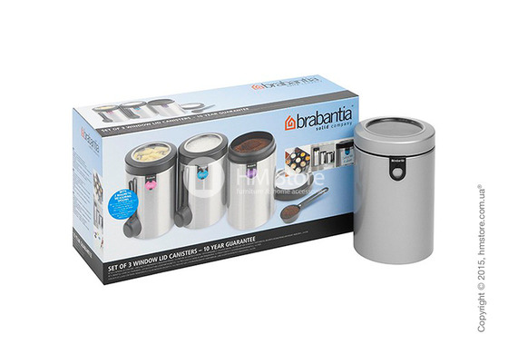 Набор емкостей для хранения сыпучих продуктов Brabantia Window 1,4 л, Metallic Grey