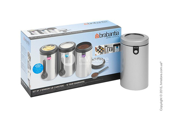 Набор емкостей для хранения сыпучих продуктов Brabantia Window 1,7 л, Metallic Grey