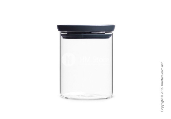 Емкость для хранения сыпучих продуктов Brabantia Stackable Glass Jar 0,6 л, Dark Grey