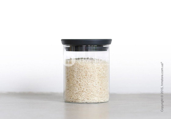 Емкость для хранения сыпучих продуктов Brabantia Stackable Glass Jar 0,6 л, Dark Grey