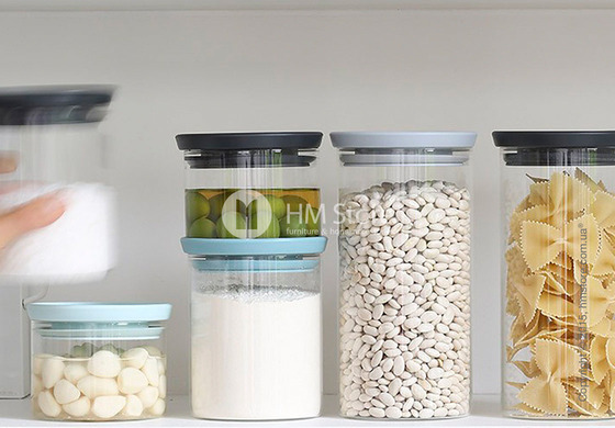 Емкость для хранения сыпучих продуктов Brabantia Stackable Glass Jar 0,6 л, Dark Grey
