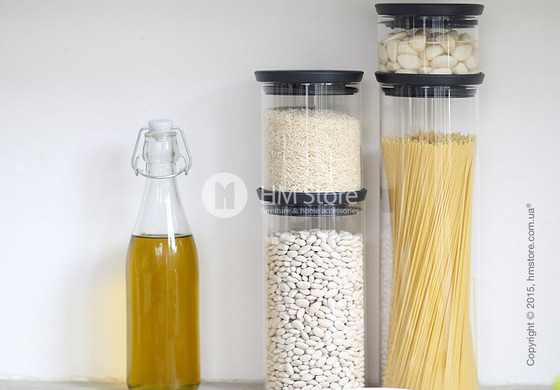 Емкость для хранения сыпучих продуктов Brabantia Stackable Glass Jar 0,6 л, Dark Grey