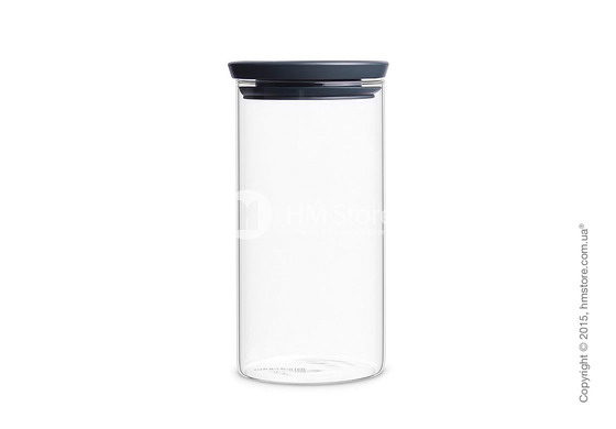 Емкость для хранения сыпучих продуктов Brabantia Stackable Glass Jar 1,1 л, Dark Grey