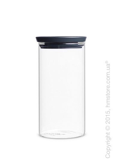 Емкость для хранения сыпучих продуктов Brabantia Stackable Glass Jar 1,1 л, Dark Grey