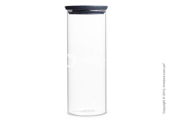 Емкость для хранения сыпучих продуктов Brabantia Stackable Glass Jar 1,9 л, Dark Grey