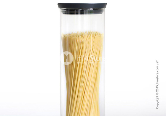 Емкость для хранения сыпучих продуктов Brabantia Stackable Glass Jar 1,9 л, Dark Grey