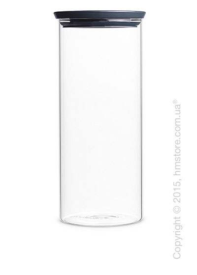 Емкость для хранения сыпучих продуктов Brabantia Stackable Glass Jar 1,9 л, Dark Grey