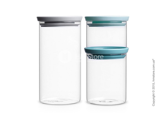 Набор емкостей для хранения сыпучих продуктов Brabantia Stackable Glass Jars, Dark Grey