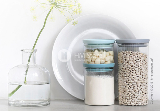 Набор емкостей для хранения сыпучих продуктов Brabantia Stackable Glass Jars, Dark Grey