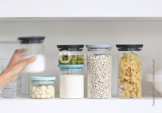 Набор емкостей для хранения сыпучих продуктов Brabantia Stackable Glass Jars, Dark Grey