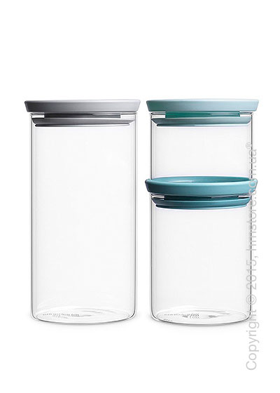 Набор емкостей для хранения сыпучих продуктов Brabantia Stackable Glass Jars, Dark Grey