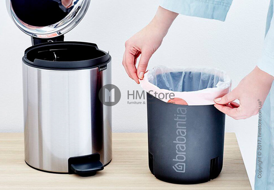Ведро для мусора Brabantia Pedal Bin NewIcon 5 л, Matt Steel