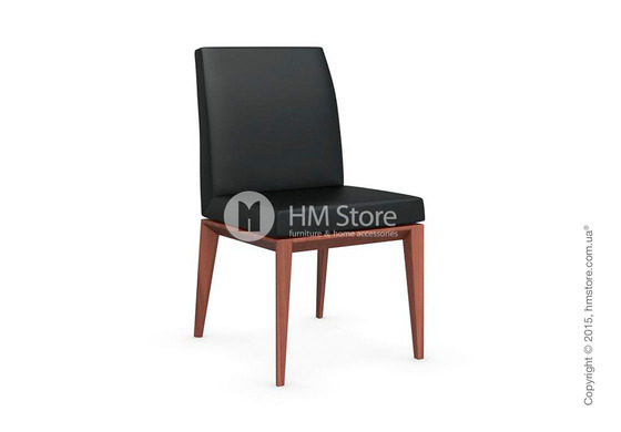 Стул Calligaris Bess Low, Solid wood walnut beech stained and Leather black